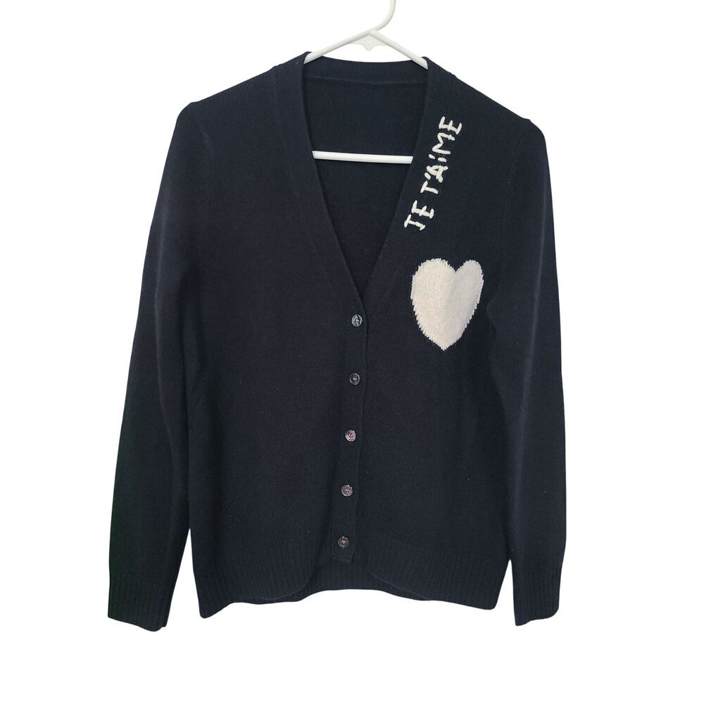 Zadig & Voltaire Brume Love Ribbon 100% Cashmere Heart Cardigan Sweater Size S